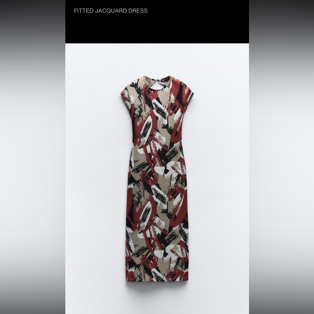 Zara Fitted midi Jacquard Dress